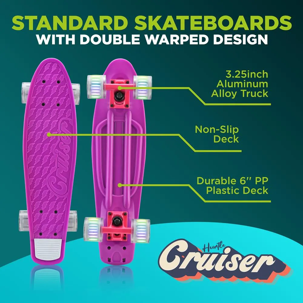 6'' Pp Deck Skateboard - Mini Cruiser Skateboard, Designed For Kids, Teens, And Adults (Purple)