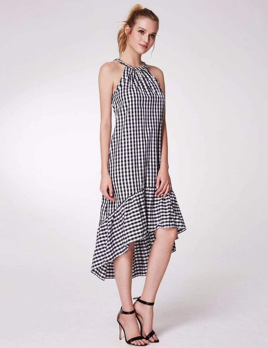 Alisa Pan Sleeveless Gingham Halter Dress