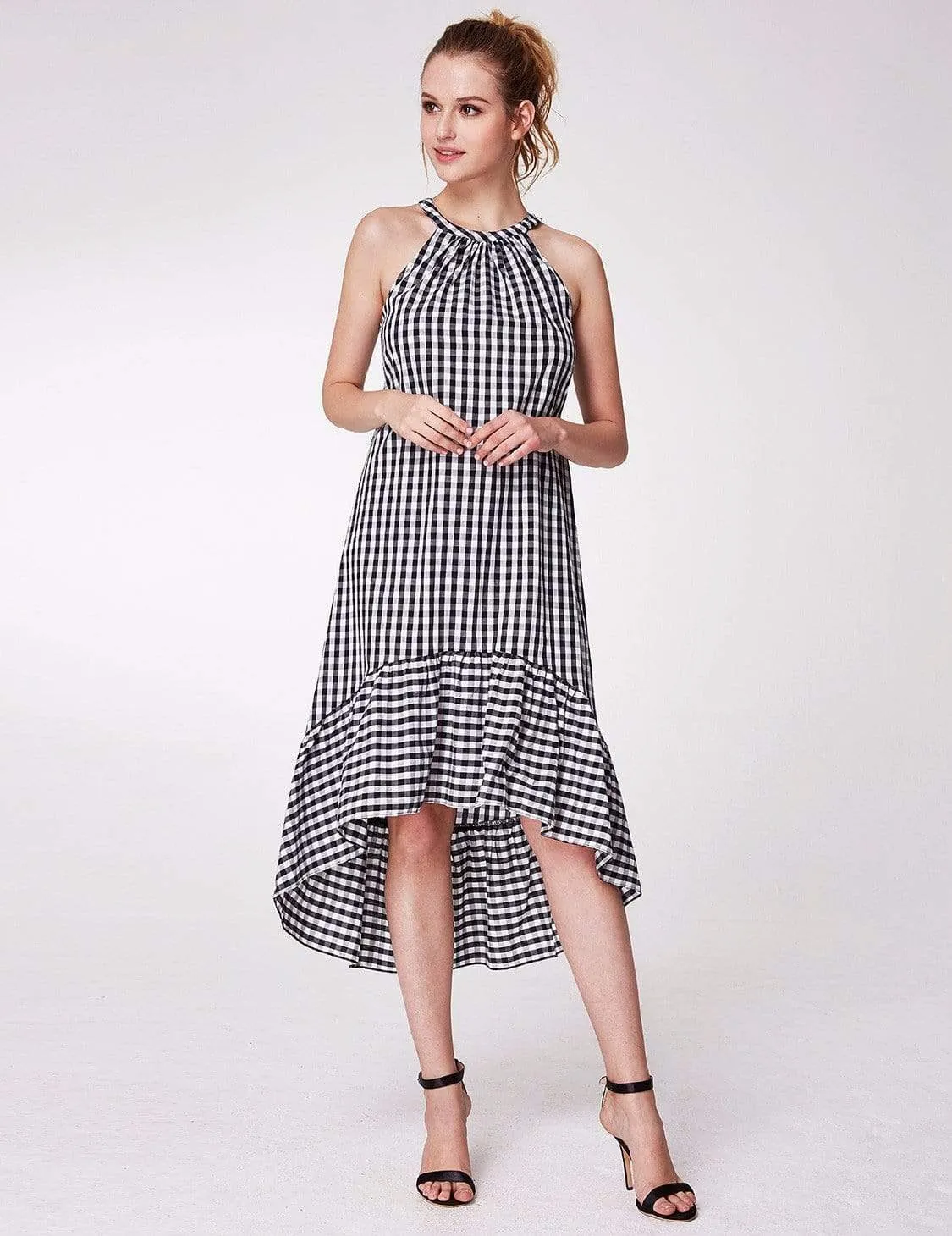 Alisa Pan Sleeveless Gingham Halter Dress