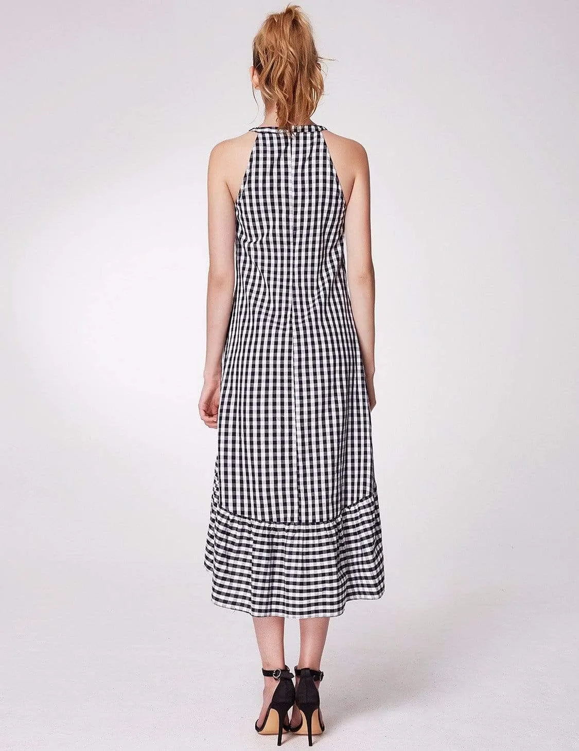 Alisa Pan Sleeveless Gingham Halter Dress