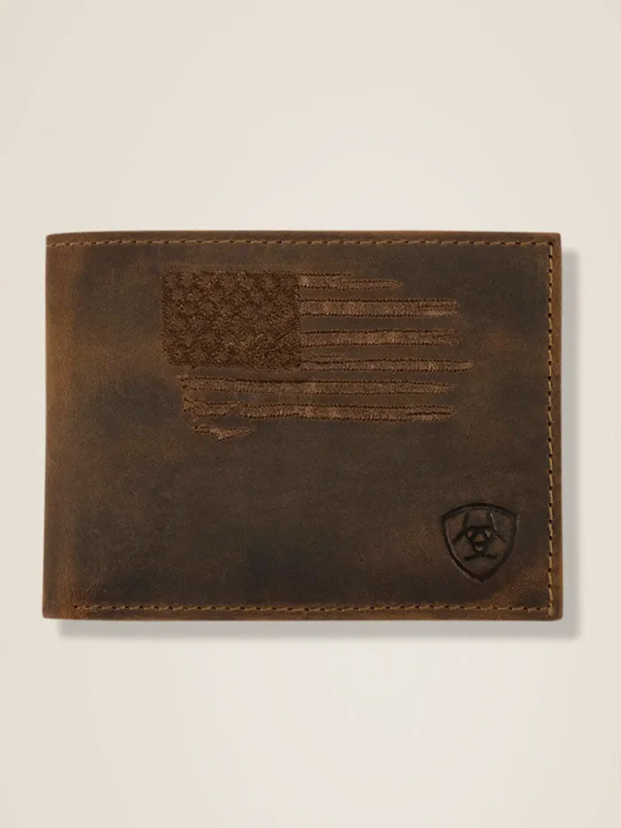 Ariat A3545602 Mens Bifold American Flag Wallet Bark