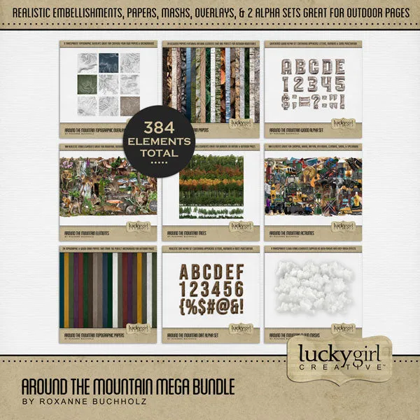 Around the Mountain Topographic Papers Digital Scrapbook Kit