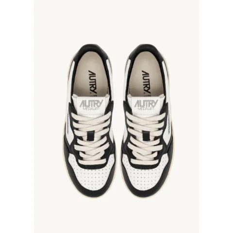 Autry Medalist Platform Sneakers in White and Black Leather