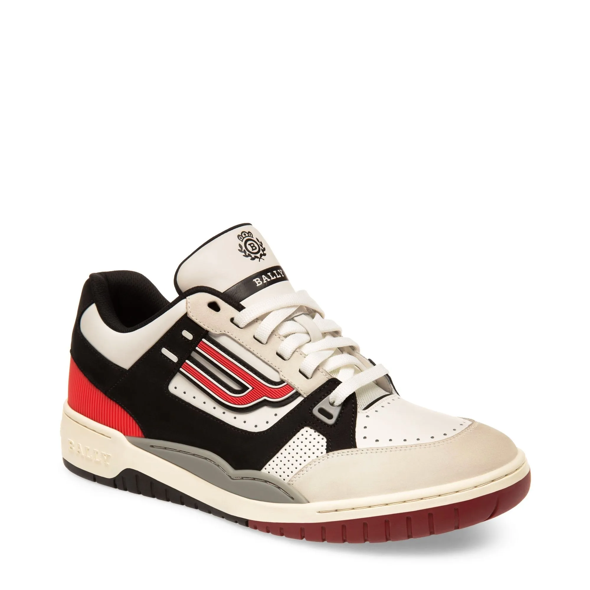 BALLY Plain Calf Leather Trainer, White/ Black