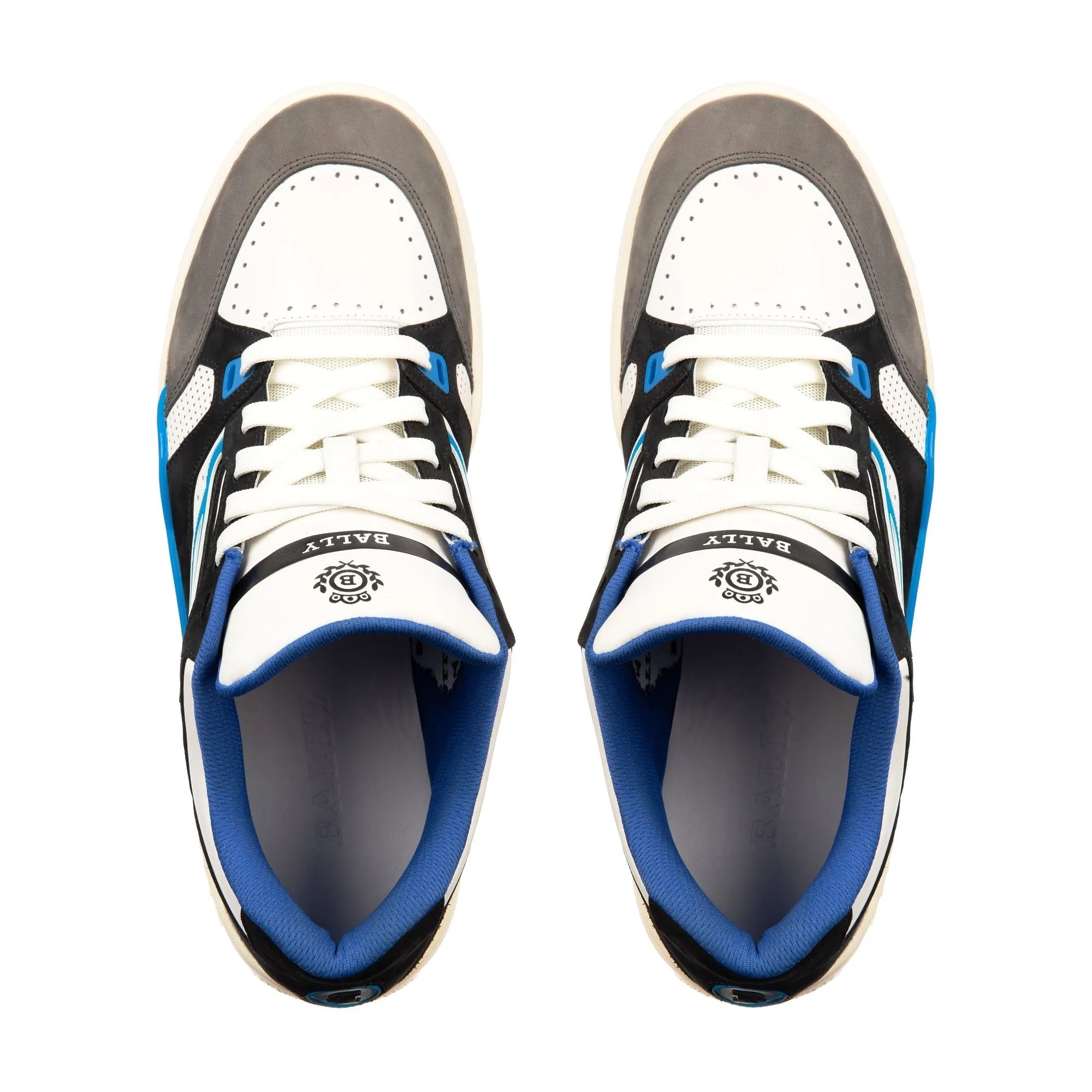 BALLY Plain Calf Leather Trainer, White/ Electric Blue