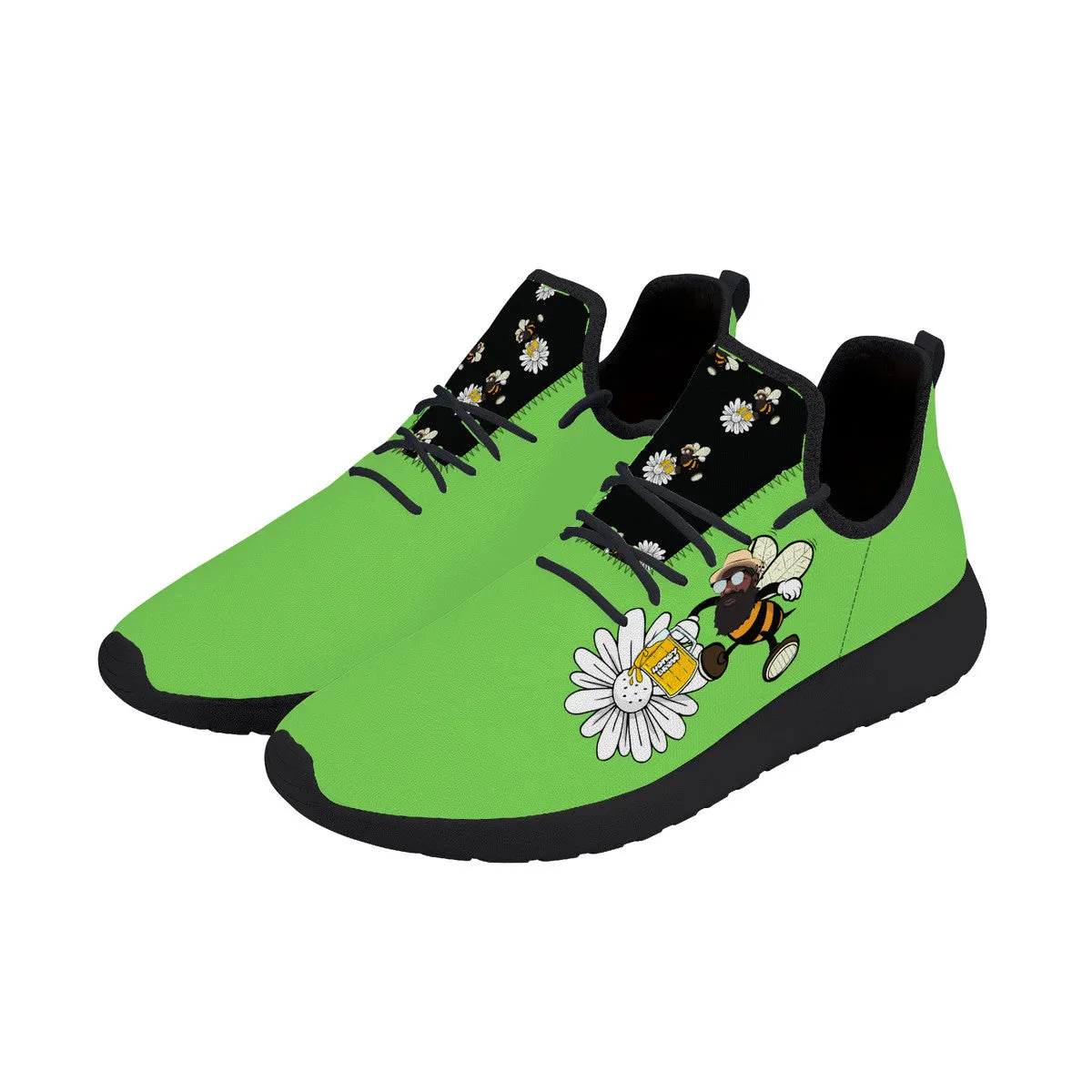 Bee who u be  Lightweight Mesh Knit Sneaker - Black