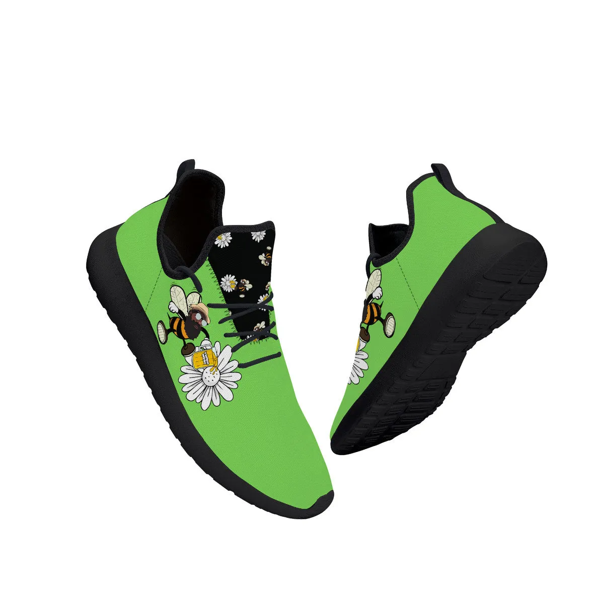 Bee who u be  Lightweight Mesh Knit Sneaker - Black