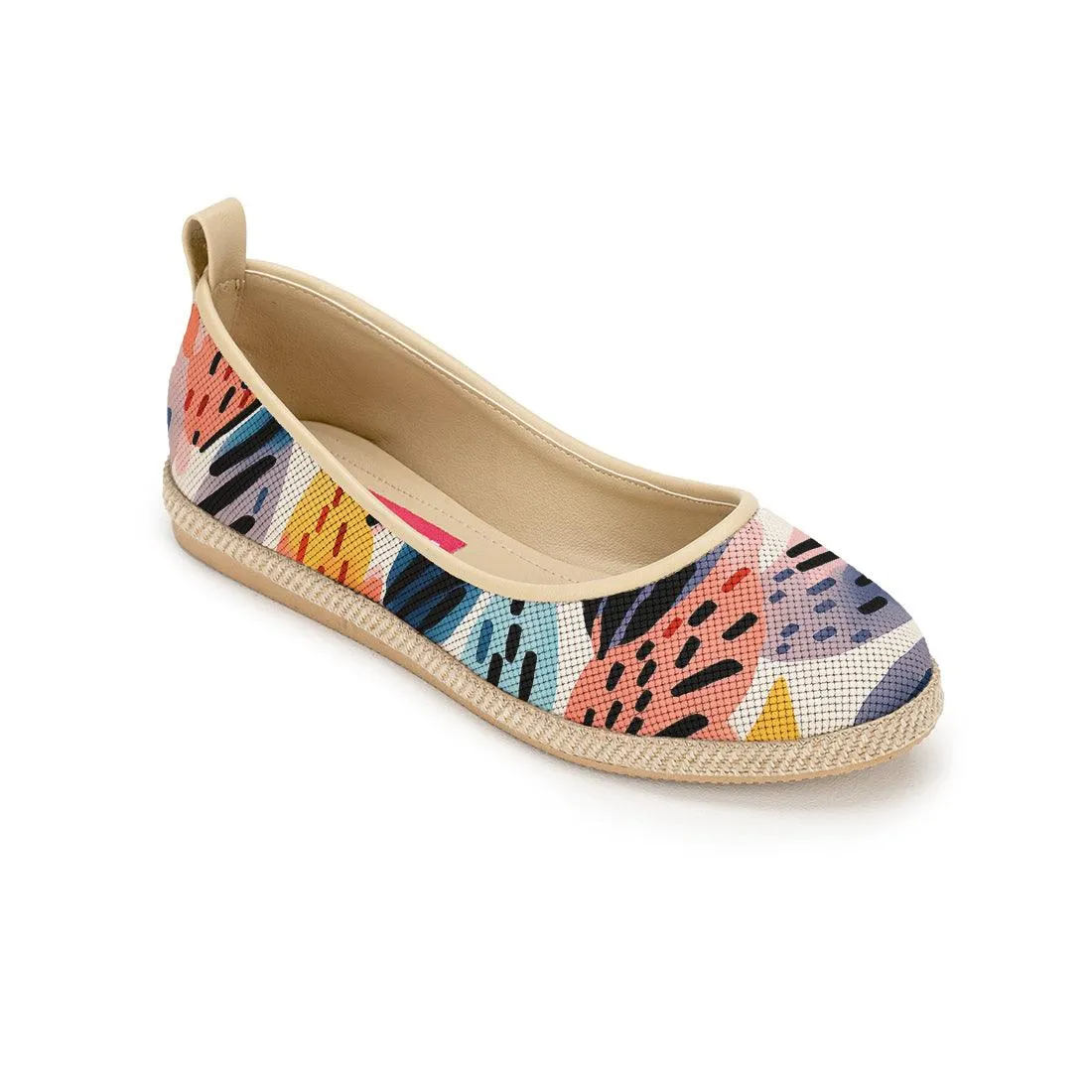 Beige Voyage Round Toe Drawen Leafs