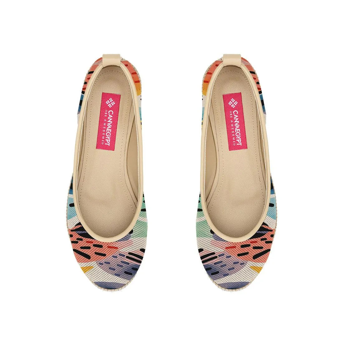 Beige Voyage Round Toe Drawen Leafs
