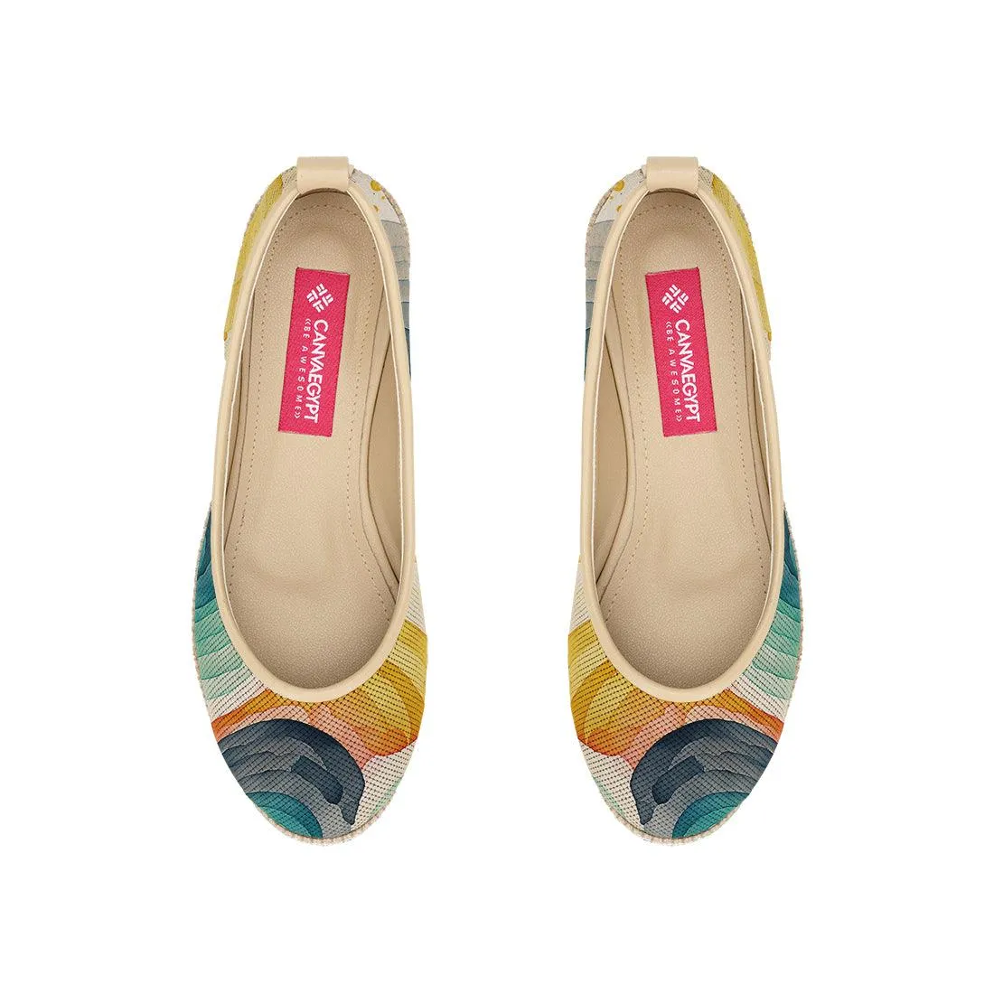 Beige Voyage Round Toe Scribbles