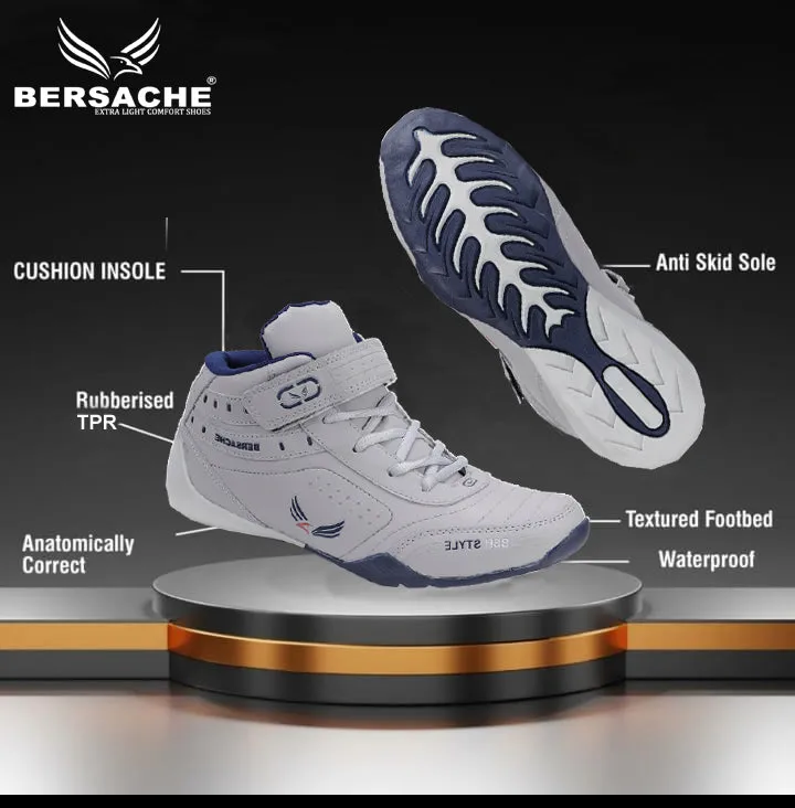 Bersache Lightweight Casual Sneaker Shoes For Men Grey-9021