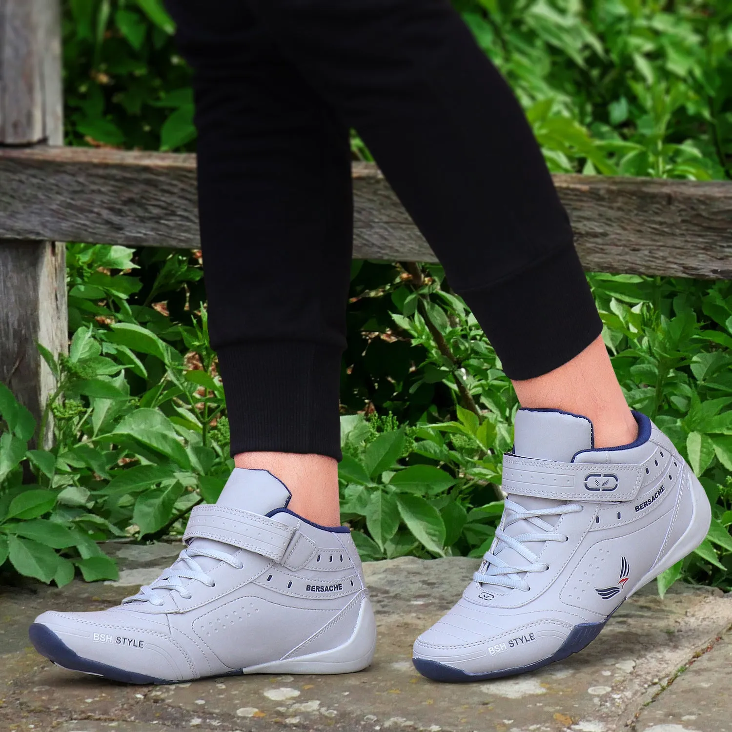 Bersache Lightweight Casual Sneaker Shoes For Men Grey-9021