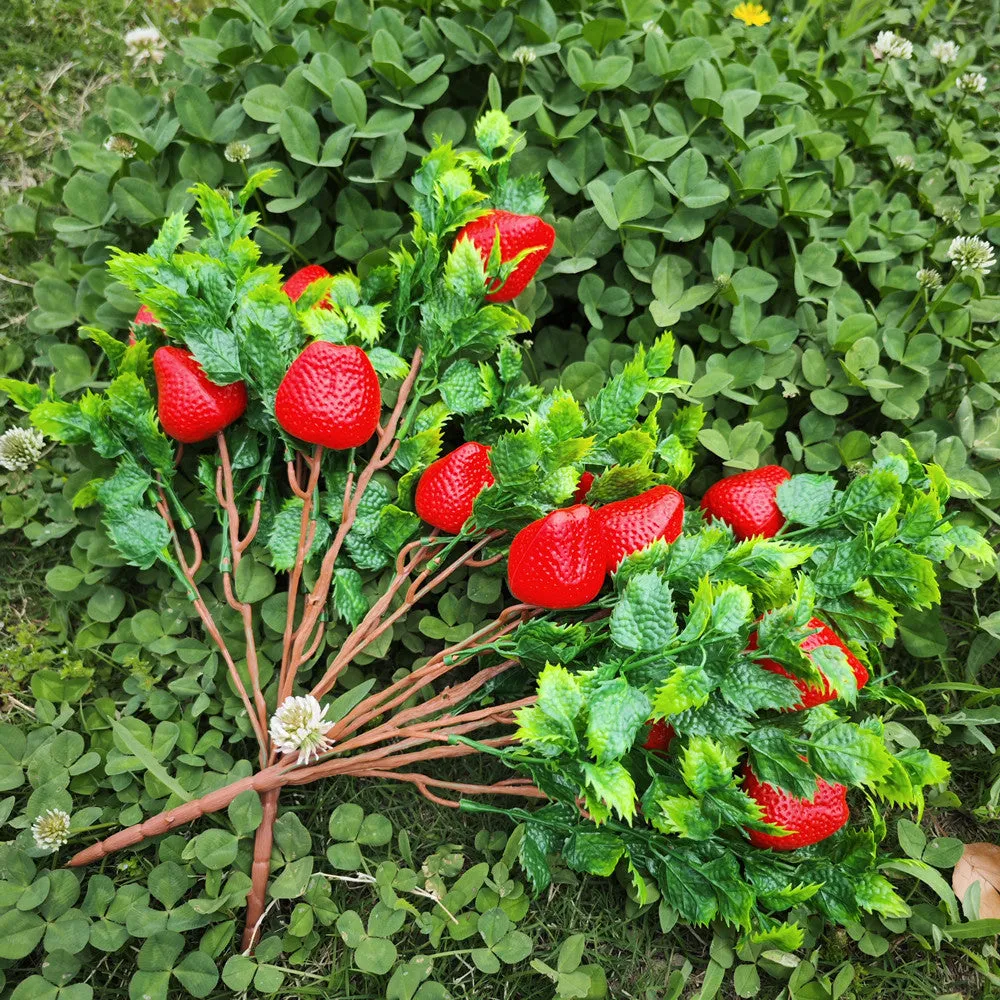 Bulk Exclusive 17" Artificial Fruits Plants Strawberries Bush for Outdoors Wholesale