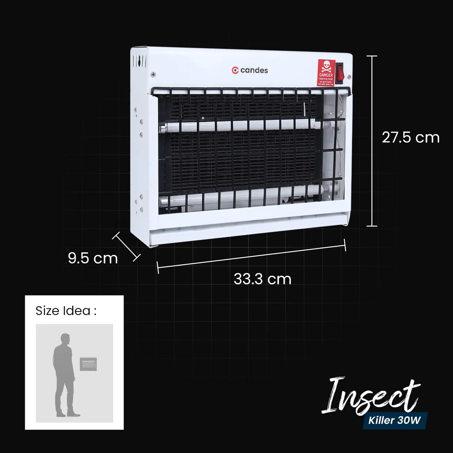 Candes 30 W Insect Killer Machine/Bug Zapper/Fly Catcher for Home Restaurants, Hotels & Offices, UV Bulbs, Insect Control (White)
