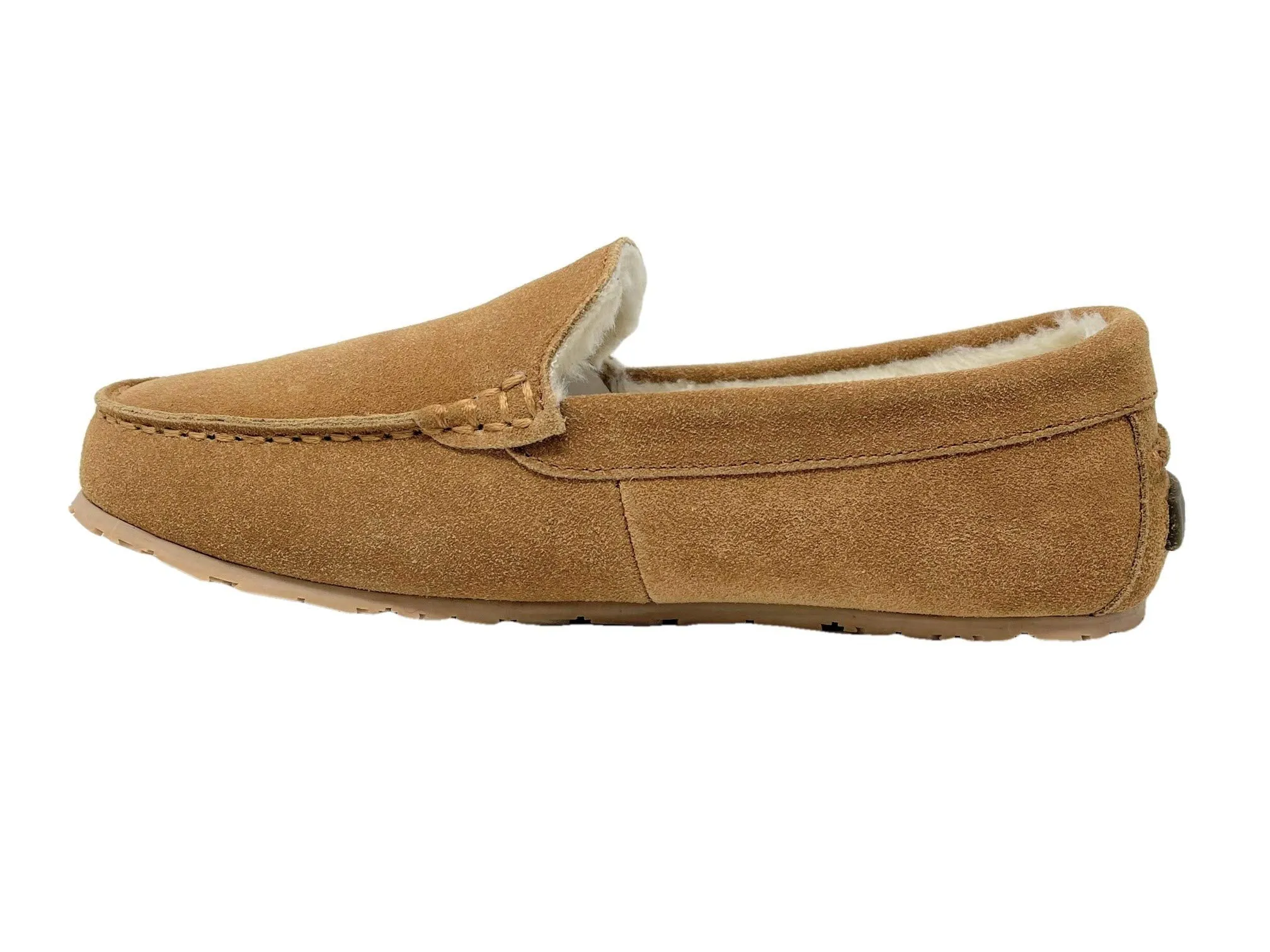 Clarks Venetian Cinnamon Suede Slippers Warm Cozy Plush Faux Fur Lined Slippers