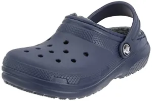 Crocs Kids' Classic Lined Clog | Kids' Slippers, Navy, 3 Little Kid