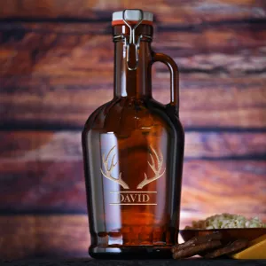 Custom Engraved Grolsch Beer Growler With Antlers