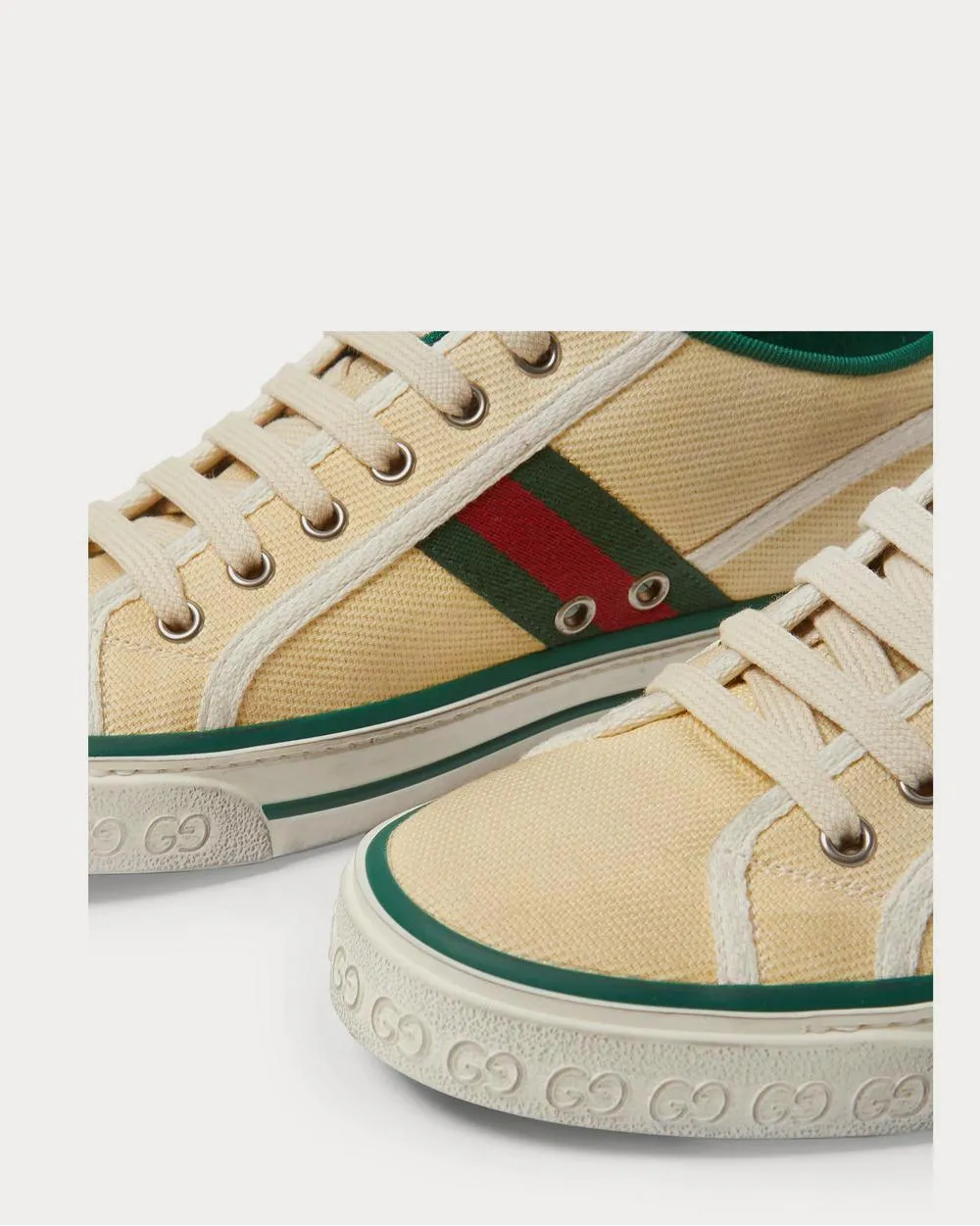 Distressed Canvas and Webbing  Cream low top sneakers