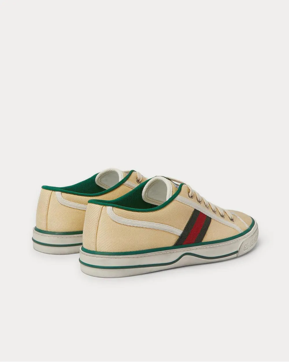 Distressed Canvas and Webbing  Cream low top sneakers