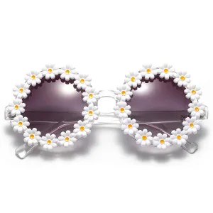 Dollger Retro Daisy Sunglasses For Women Flower Round Fashion Disco Festival