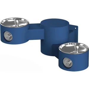 Elkay Outdoor Drinking Fountain Wall Mount, Bi-Level, Non-Filtered Non-Refrigerated, Blue LK4406BLU