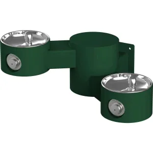 Elkay Outdoor Drinking Fountain Wall Mount, Bi-Level, Non-Filtered Non-Refrigerated, Evergreen LK4406EVG