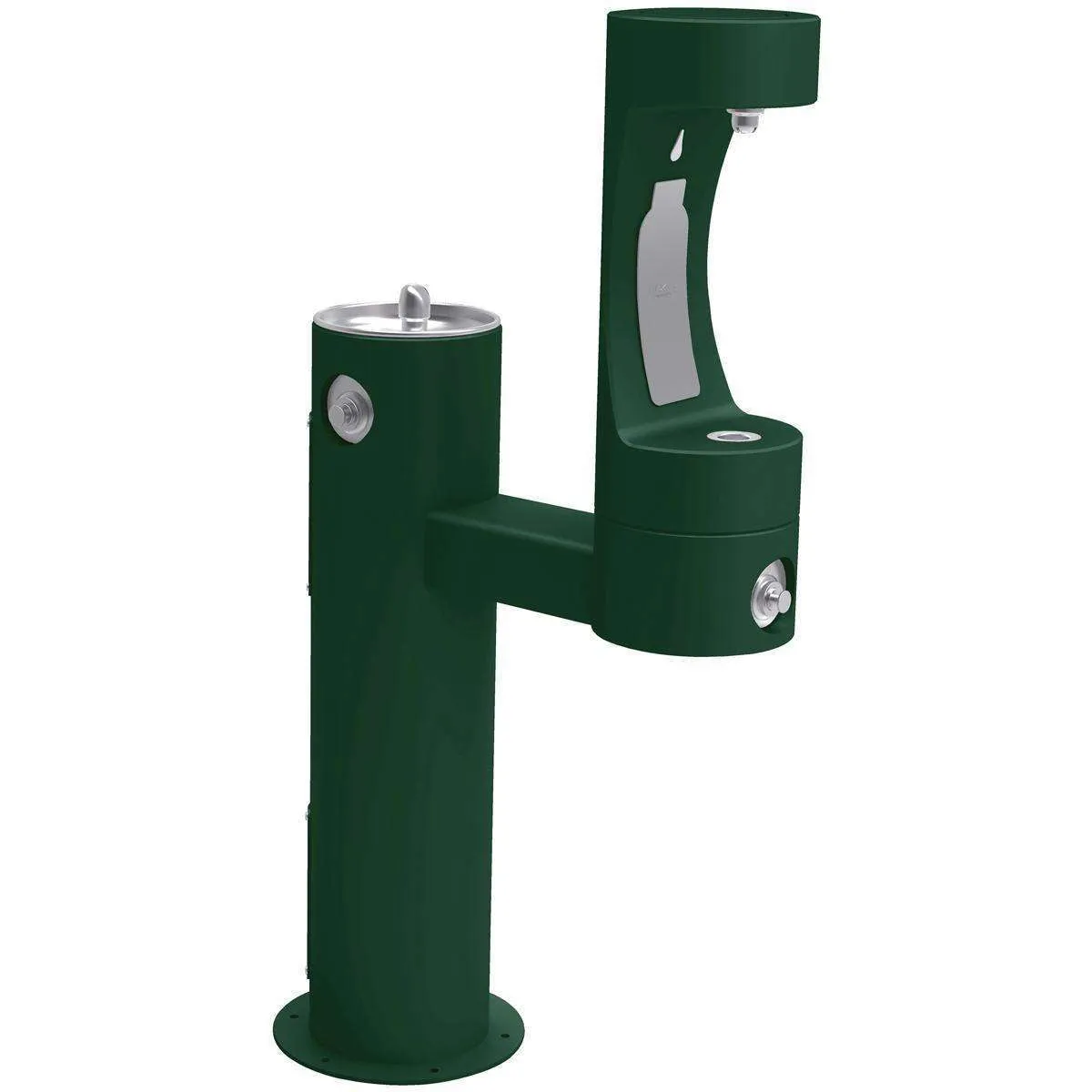 Elkay Outdoor ezH2O Lower Bottle Filling Station Bi-Level Pedestal, Non-Filtered Non-Refrigerated Freeze Resistant Evergreen LK4420BF1LFRKEVG