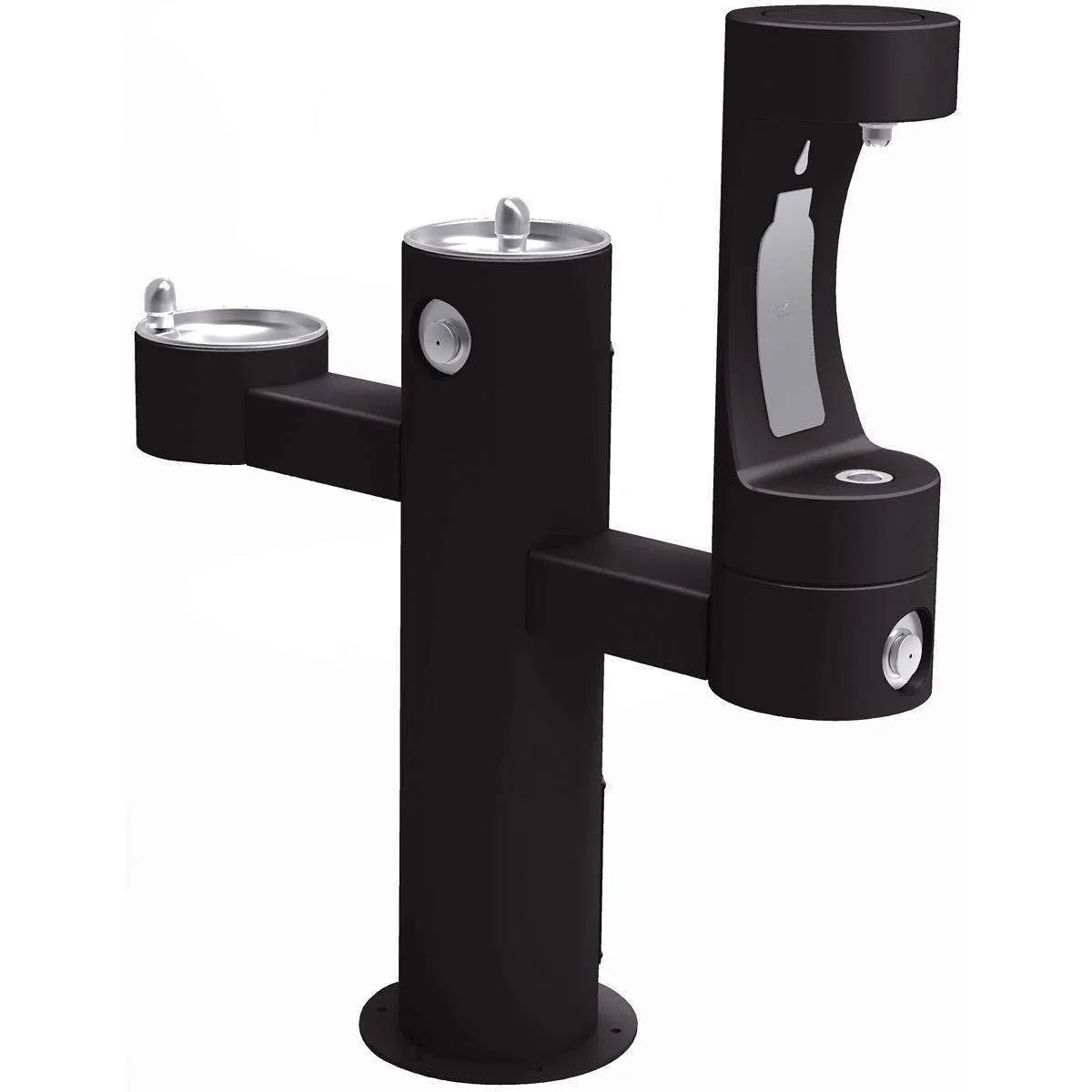 Elkay Outdoor ezH2O Lower Bottle Filling Station Tri-Level Pedestal, Non-Filtered Non-Refrigerated Black LK4430BF1LBLK