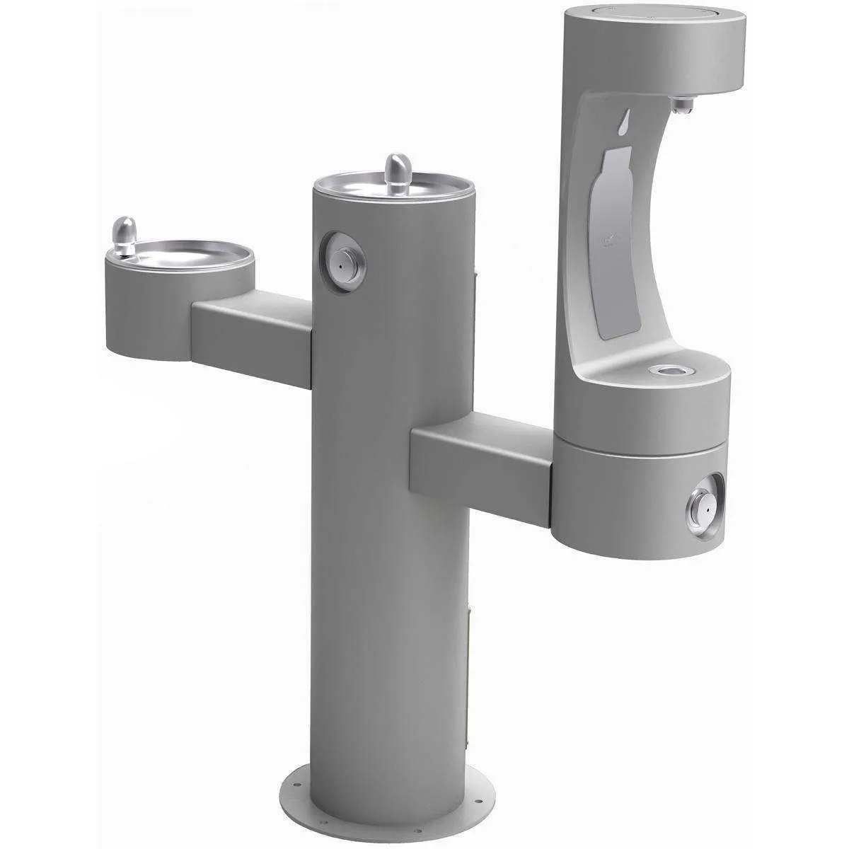 Elkay Outdoor ezH2O Lower Bottle Filling Station Tri-Level Pedestal, Non-Filtered Non-Refrigerated Gray LK4430BF1LGRY
