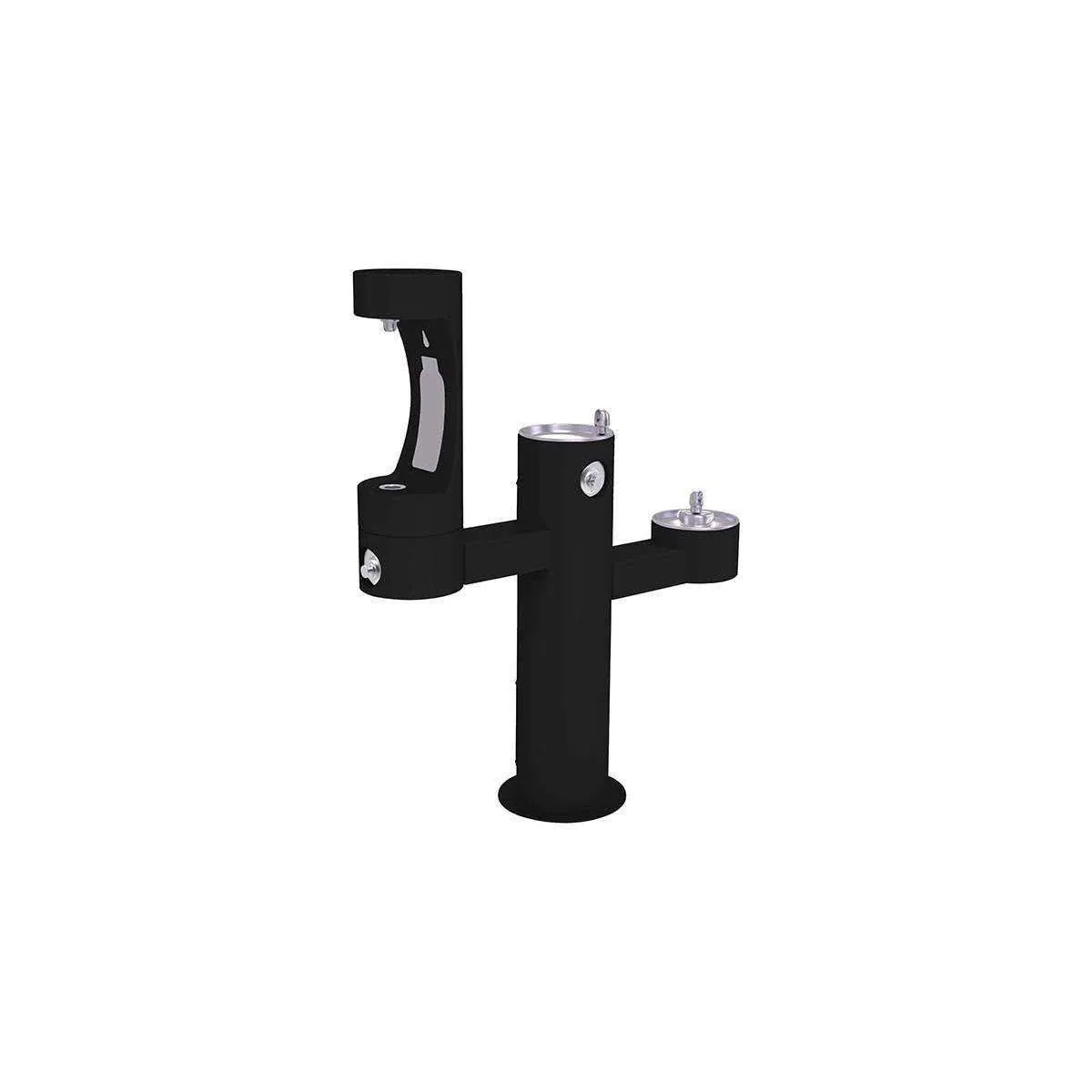 Elkay Outdoor ezH2O Middle Bottle Filling Station Tri-Level Pedestal, Non-Filtered Non-Refrigerated FR Black LK4430BF1MFRKBLK