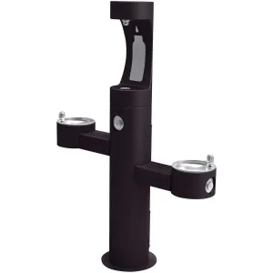 Elkay Outdoor ezH2O Upper Bottle Filling Station Tri-Level Pedestal, Non-Filtered Non-Refrigerated Black LK4430BF1UBLK