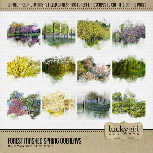 Forest Masked Spring Overlays Digital Scrapbook Kit