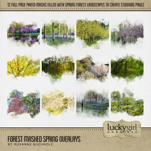 Forest Masked Spring Overlays Digital Scrapbook Kit