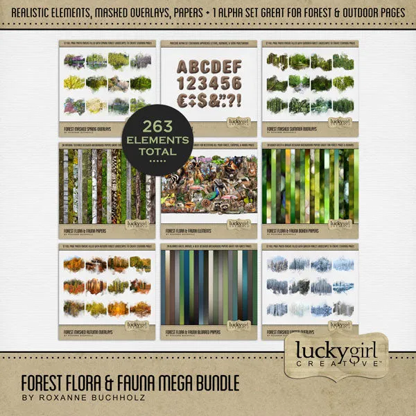 Forest Masked Spring Overlays Digital Scrapbook Kit