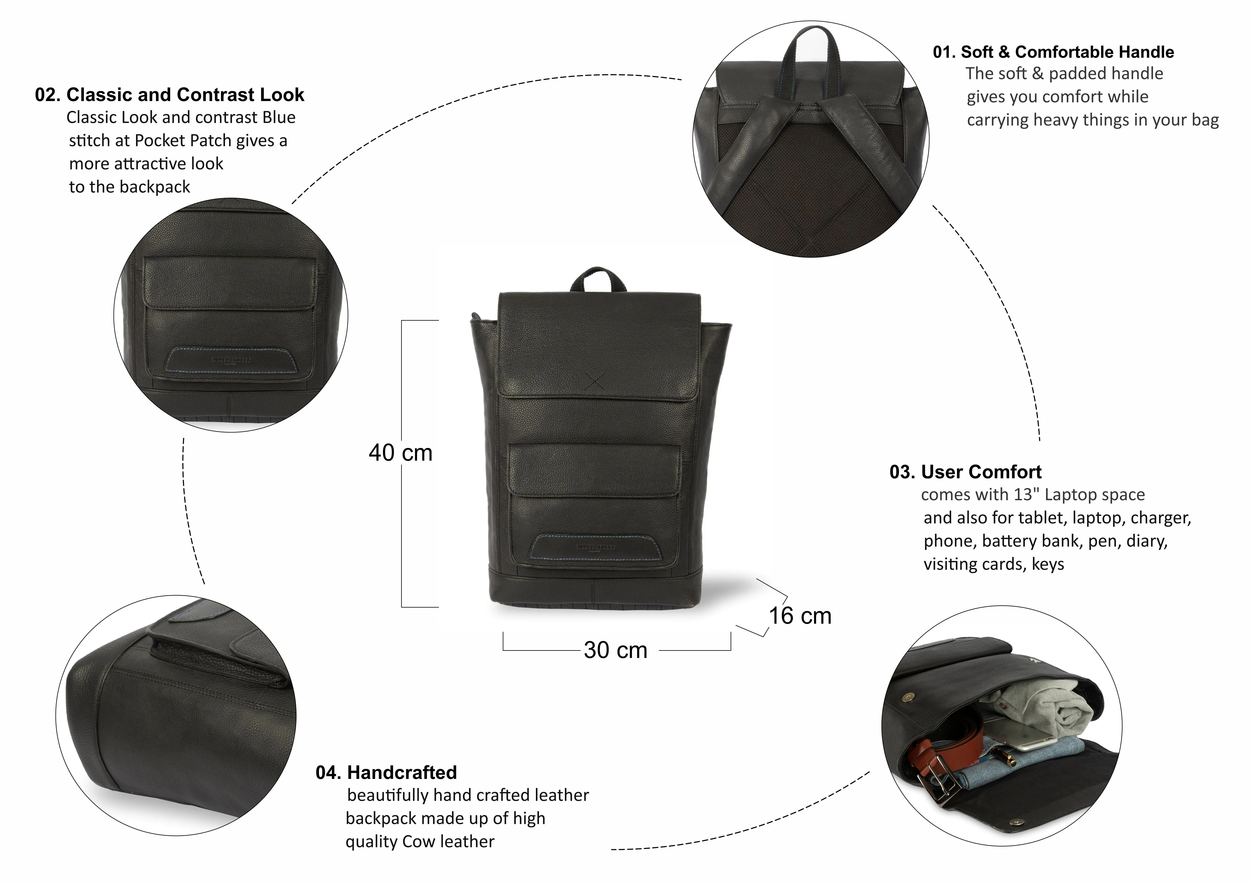 Foster Leather Backpack - Black