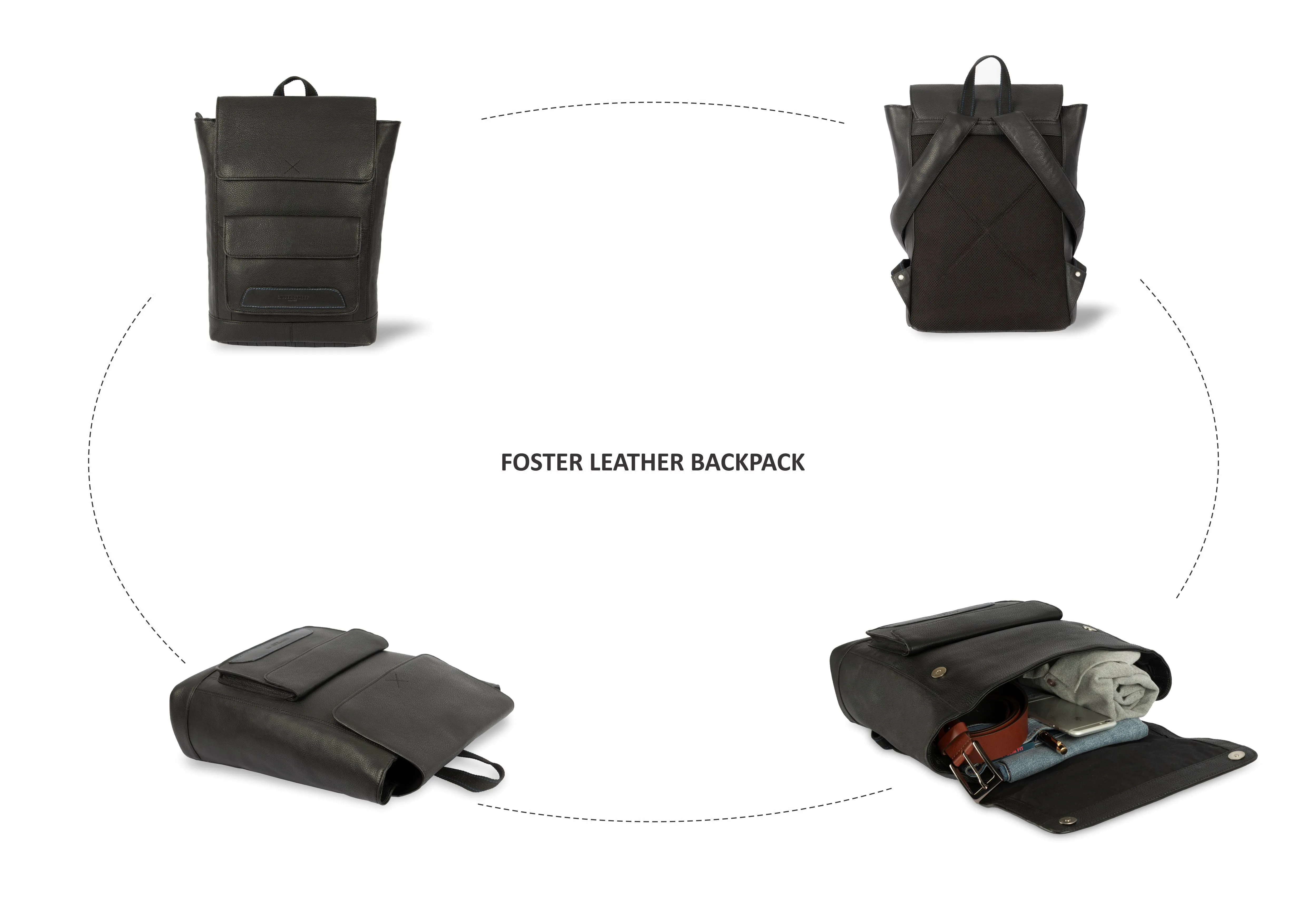 Foster Leather Backpack - Black
