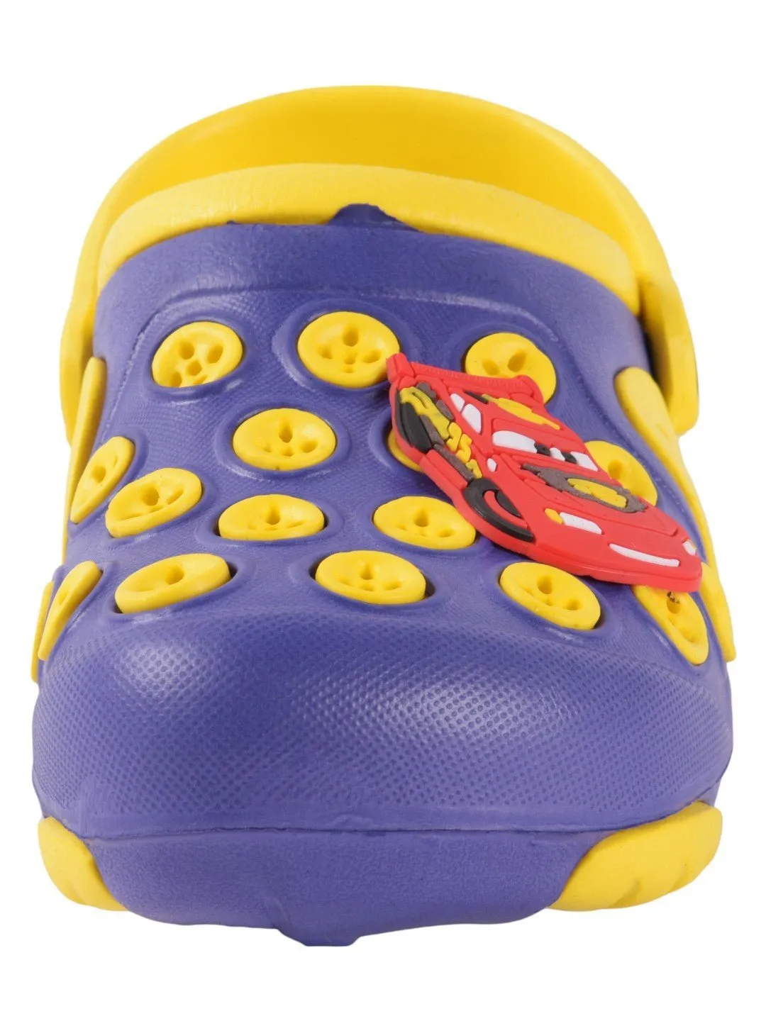 Fun Button Decorated Clogs with Cartoon Car Design for Boys