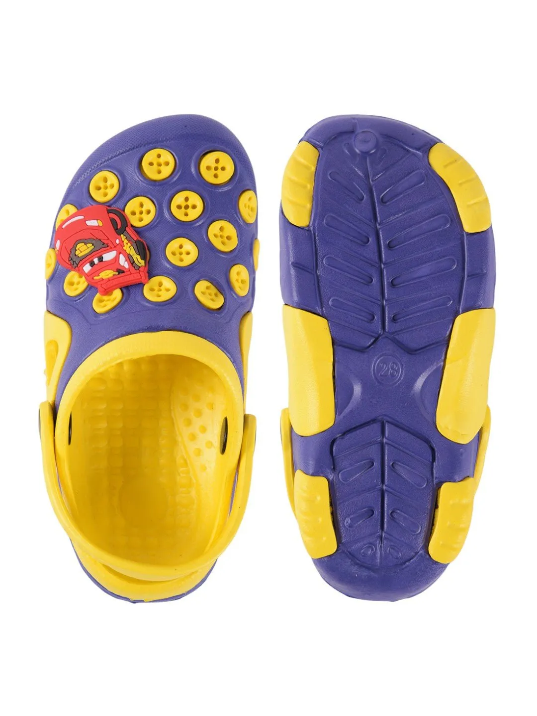 Fun Button Decorated Clogs with Cartoon Car Design for Boys