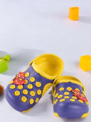 Fun Button Decorated Clogs with Cartoon Car Design for Boys