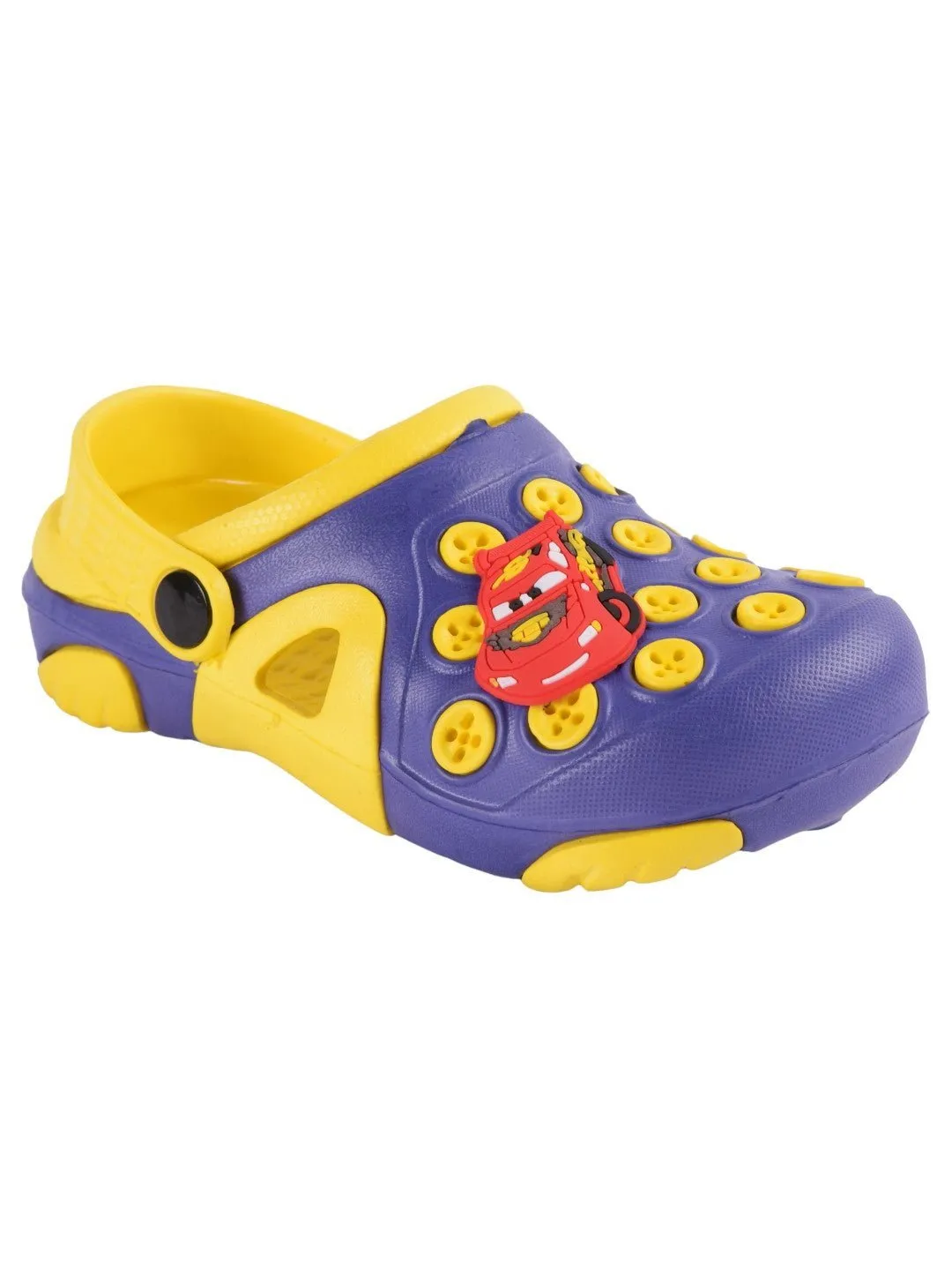 Fun Button Decorated Clogs with Cartoon Car Design for Boys