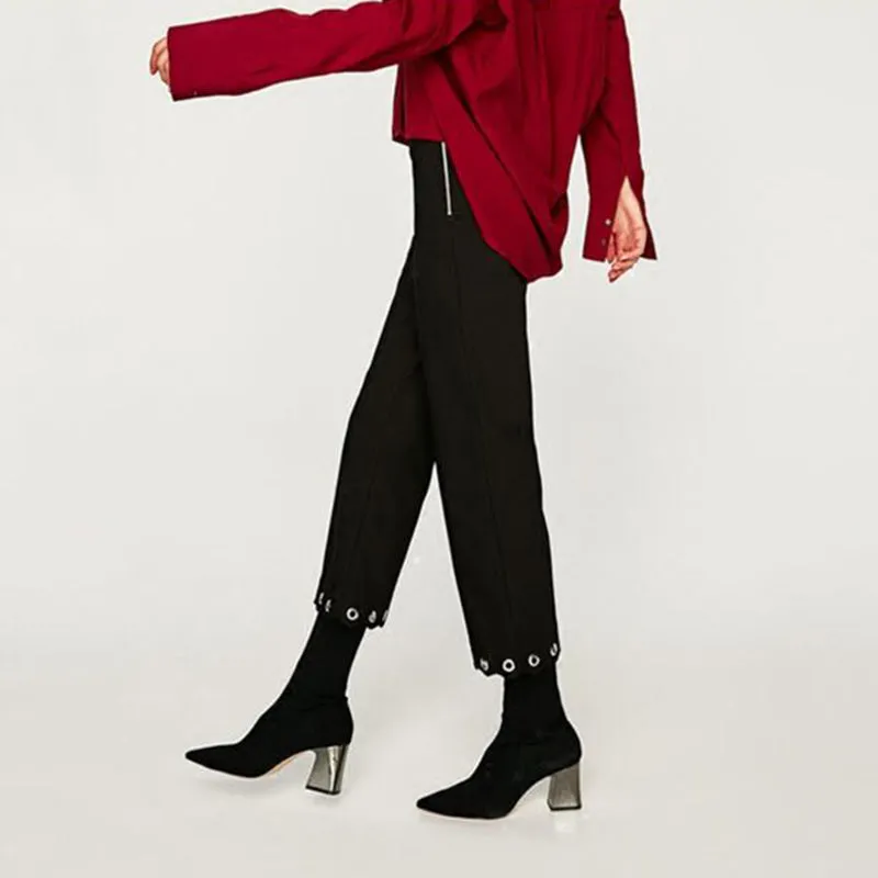 GILLIAN Silver Heel Sock Boot