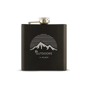 Go Outdoors Etched Black Hip Flask