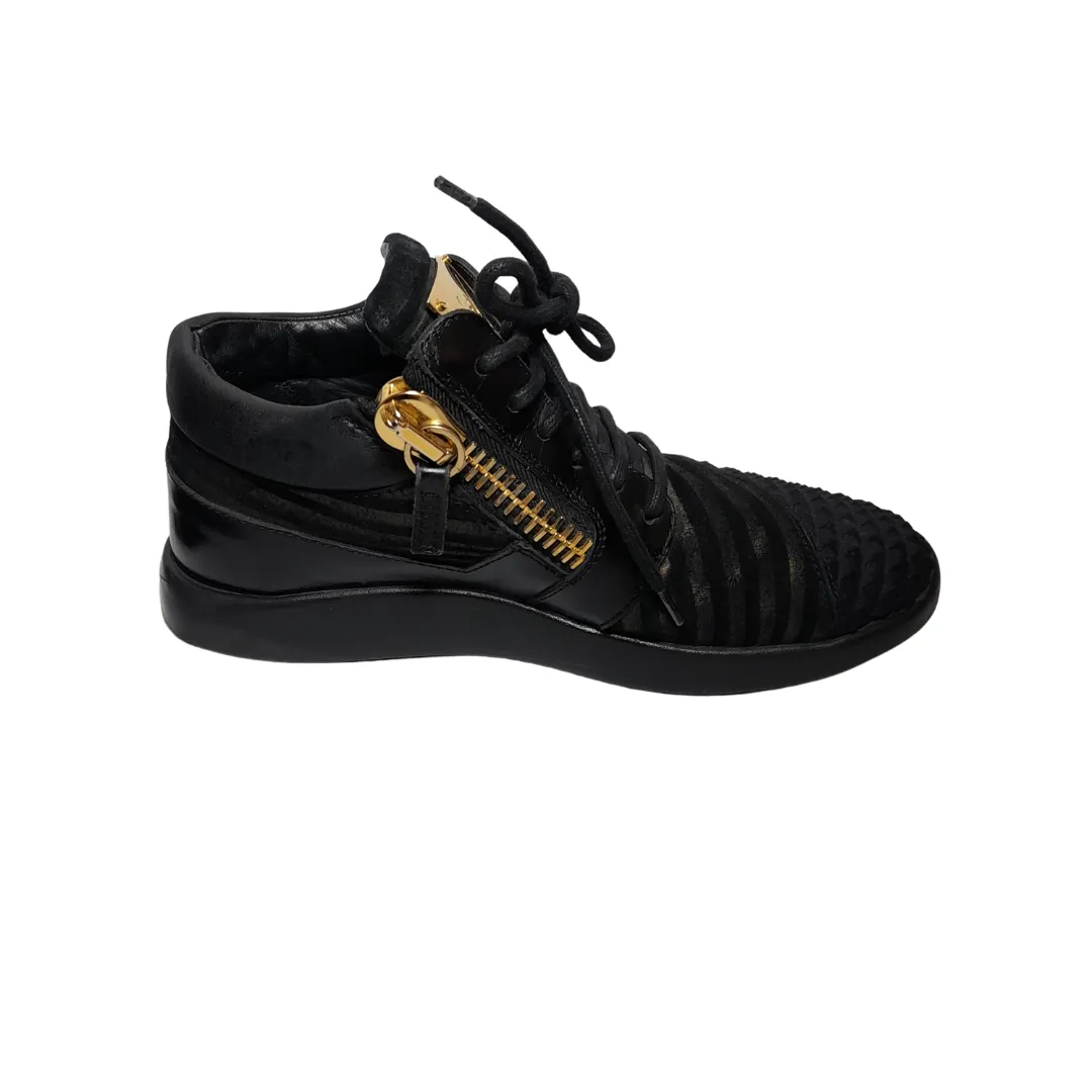 Guiseppe Zanotti Black Suede and Leather Low Top Sneakers | Like New |
