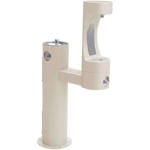 Halsey Taylor Endura II Outdoor HydroBoost Lower Bottle Filling Station, Bi-Level Pedestal Non-Filtered Non-Refrigerated FR, Beige 4420BF1LFRKBGE