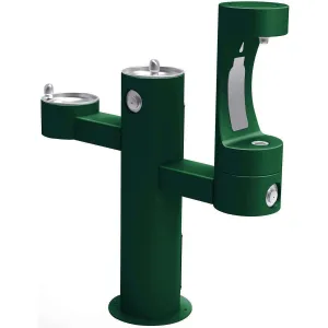 Halsey Taylor Endura II Outdoor HydroBoost Lower Bottle Filling Station, Tri-Level Pedestal Non-Filtered Non-Refrigerated, Evergreen 4430BF1LEVG