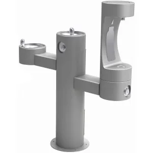 Halsey Taylor Endura II Outdoor HydroBoost Lower Bottle Filling Station, Tri-Level Pedestal Non-Filtered Non-Refrigerated FR, Gray 4430BF1LFRKGRY