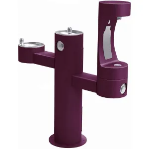 Halsey Taylor Endura II Outdoor HydroBoost Lower Bottle Filling Station, Tri-Level Pedestal Non-Filtered Non-Refrigerated FR, Purple 4430BF1LFRKPUR