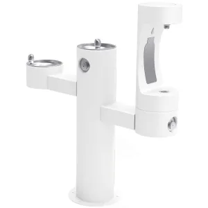 Halsey Taylor Endura II Outdoor HydroBoost Lower Bottle Filling Station, Tri-Level Pedestal Non-Filtered Non-Refrigerated FR, White 4430BF1LFRKWHT