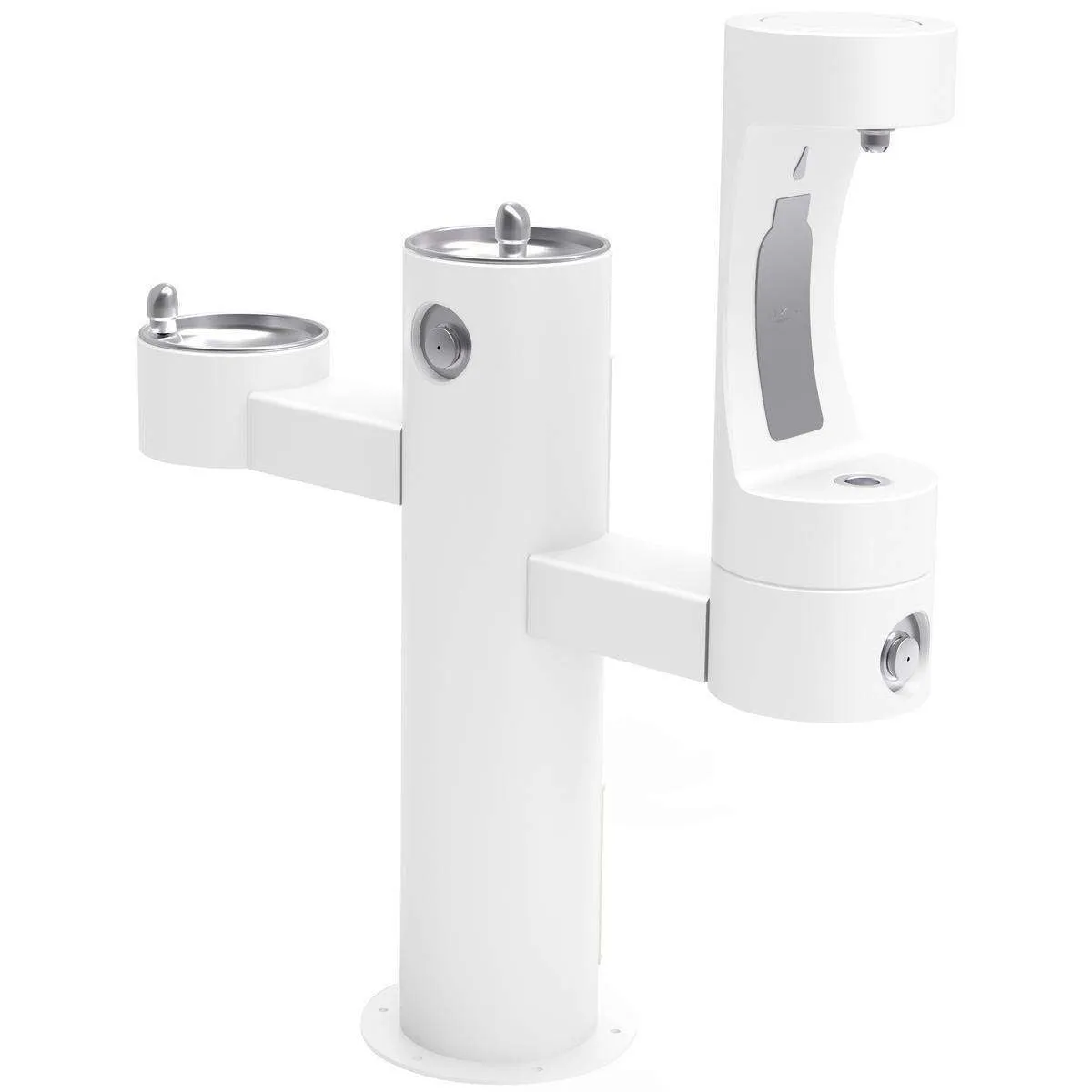 Halsey Taylor Endura II Outdoor HydroBoost Lower Bottle Filling Station, Tri-Level Pedestal Non-Filtered Non-Refrigerated FR, White 4430BF1LFRKWHT