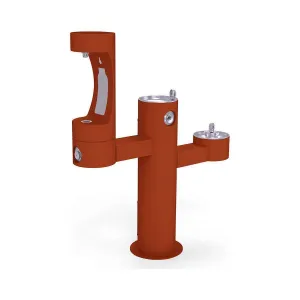 Halsey Taylor Endura II Outdoor HydroBoost Middle Bottle Filling Station, Tri-Level Pedestal Non-Filtered Non-Refrigerated, Terracotta 4430BF1MTER
